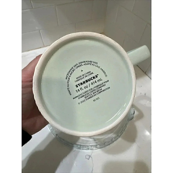 2022 Starbucks Light Green Mint Jade Leaf Marble Embossed Spring Limited 14 oz - Picture 14 of 14